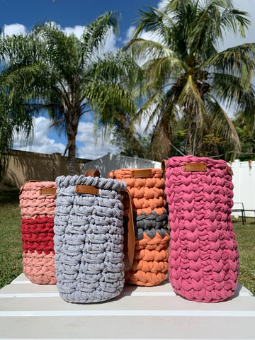 Handmade crochet bottle baskets