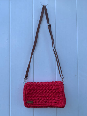 Handmade knitted crossbody handbag