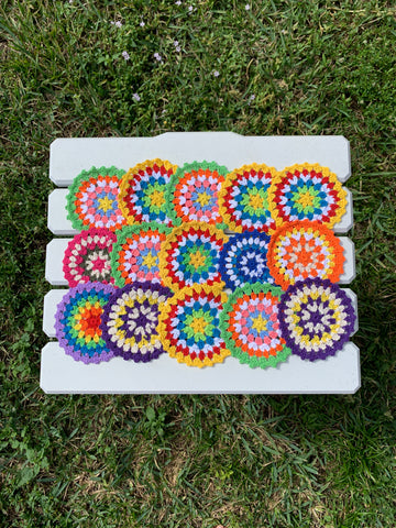 Handmade knitted coasters