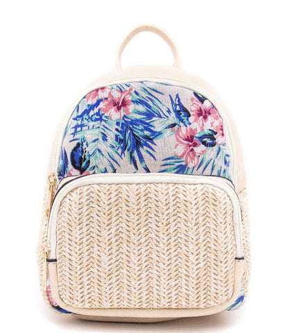 Vegan leather with floral design backpack