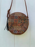 Natural round cork crosbody bag