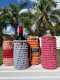 Handmade crochet bottle baskets