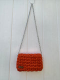 Handmade knitted crossbody handbag with chain strap