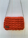 Handmade knitted crossbody handbag with chain strap