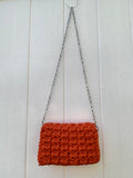 Handmade knitted crossbody handbag with chain strap