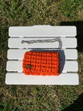 Handmade knitted crossbody handbag with chain strap