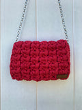 Handmade knitted crossbody handbag with chain strap