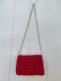 Handmade knitted crossbody handbag with chain strap