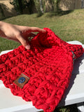 Handmade knitted crossbody handbag with chain strap