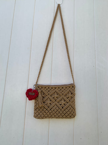 Handmade knitted crossbody handbag