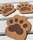 Natural cork dog's paws coasters