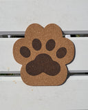 Natural cork dog's paws coasters