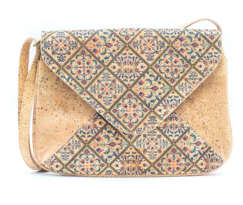 Natural cork printed crossbody bag