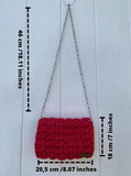 Handmade knitted crossbody handbag with chain strap