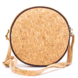 Natural round cork crossbody bag with topical print